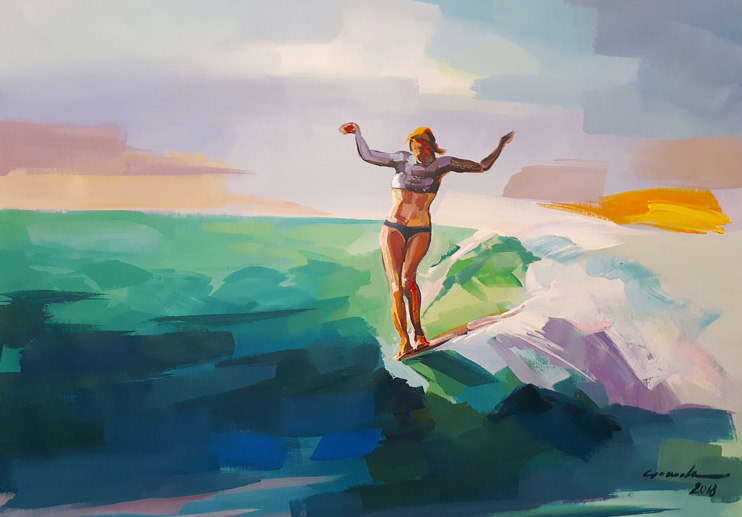 Ganadu Painting of Surfer Girl